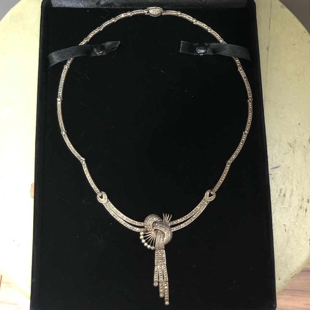 Vintage Sterling Elegant Marcasite Necklace